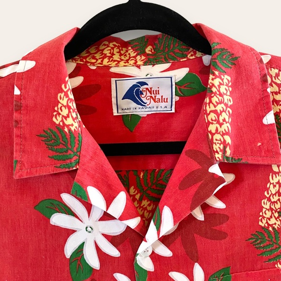 Vintage True Hawaiian Nui Nalu Hawaiian Floral Button Front Shirt - Picture 5 of 10